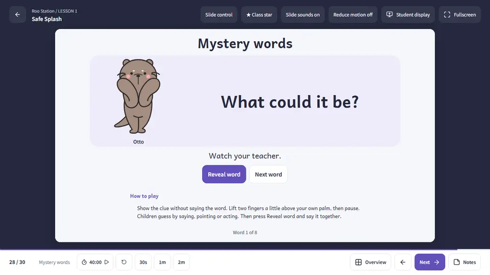 Screen: Mystery words