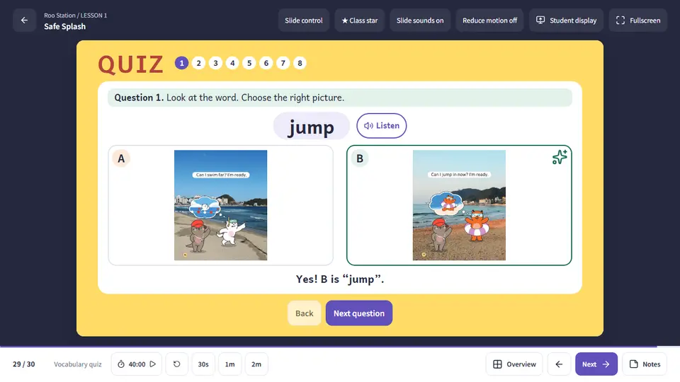 Screen: Vocabulary quiz